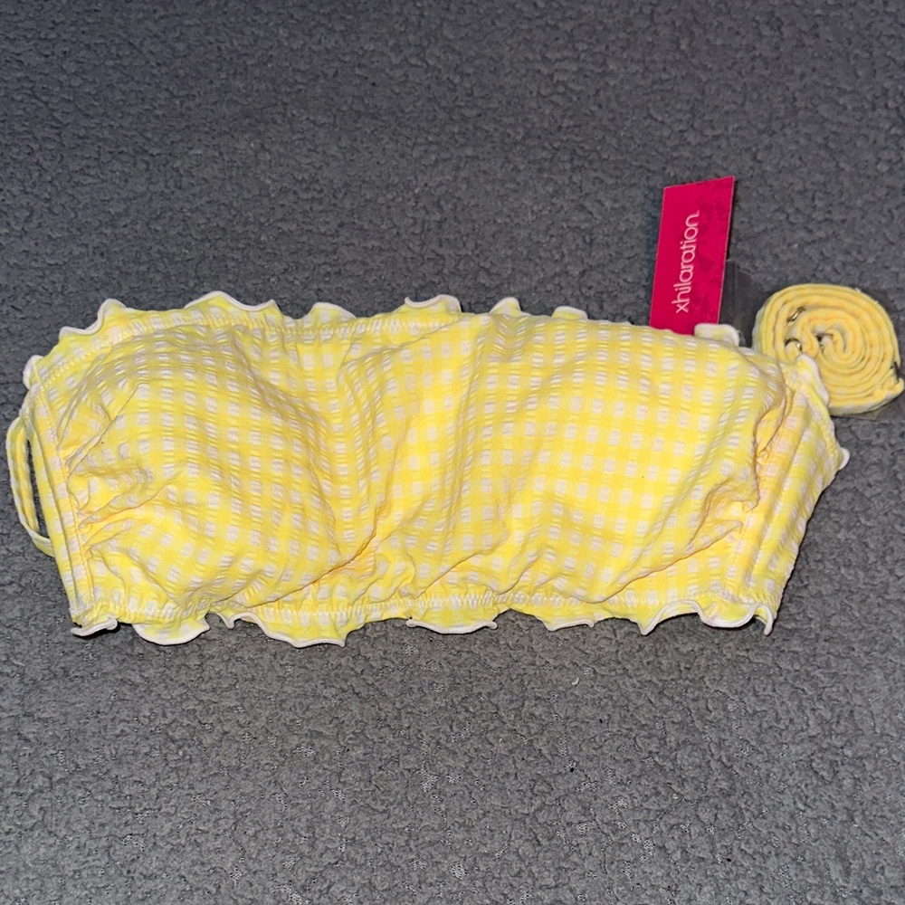 Xhilaration Yellow Checkered Bandeau Top